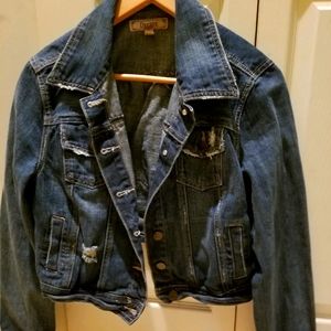Denim distressed crop jacket